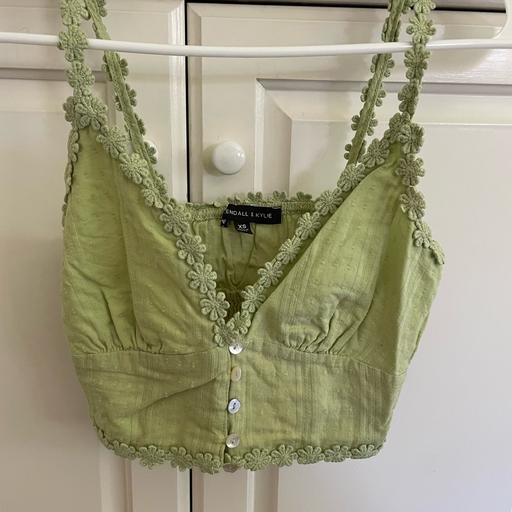 Kendall & Kylie Crop Tank XS, Olive Green
